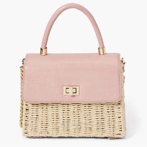 Faux Croc Straw Crossbody (Blush)
